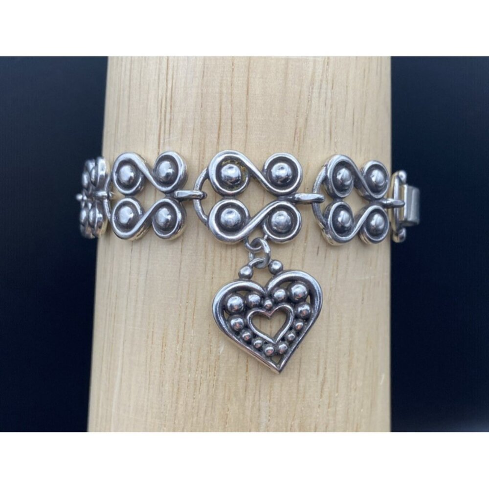 Signed Brighton Taos Heart  Bracelet Silver Plate Retired 7.5" Southwestern - Picture 6 of 11